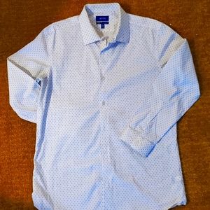 Slim, White, Patterned Dress Shirt.